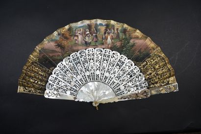 null The arts in Italy, circa 1850
Folded fan, the double sheet in lithographed paper...