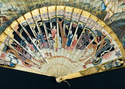 null David and Abigail, ca. 1750-1760
Folded fan, the double sheet in painted skin...