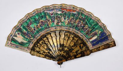 null Forty-eight soldiers, China, mid-19th century Folded fan, the double sheet of...