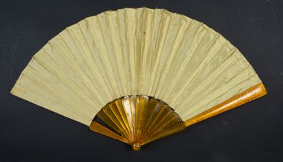 null The Lovers' Swing, circa 1900
Folded fan, the green silk leaf painted with a...
