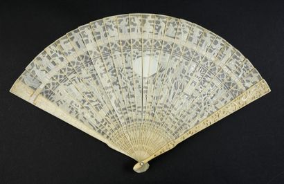 null The rider and the scholars, China, late 18th century Broken type ivory fan*...