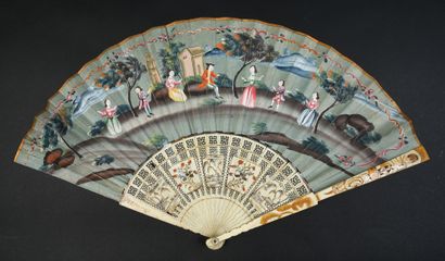 null Like a farandole, China, circa 1750
Rare and large folded fan, the double sheet...