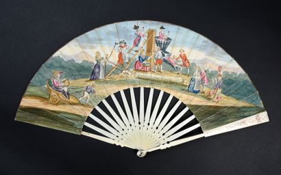 null The Press of Youth, ca. 1770-1780
Folded fan, the leaf in skin, mounted in English,...