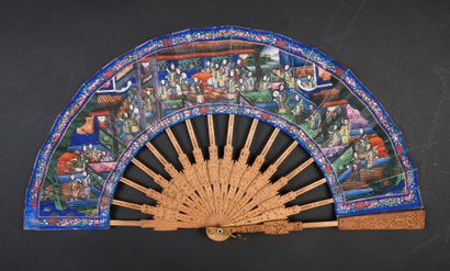  Sandalwood carved telescopic fan, China, circa 1850 Folded fan, with a system called...