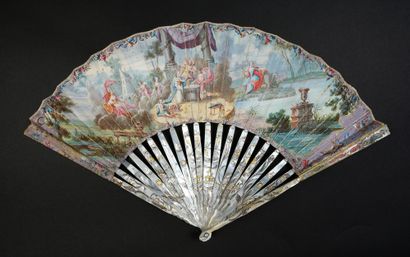 null The wedding of Cupid and Psyche, circa 1760
Folded fan, the wallpaper of an...