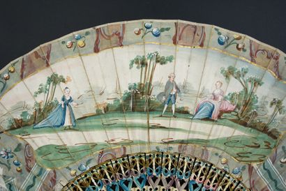 null Hearts in a frieze, circa 1750
Folded fan, the double sheet in gouache painted...