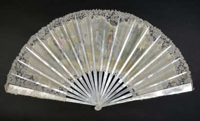 null F. Béllanger La révérence, circa 1890-1900
Folded fan, the silk leaf edged with...