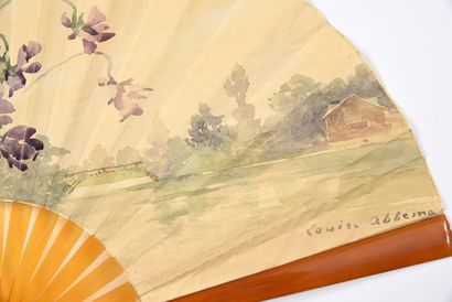 null Louise Abbéma,Bouquet de violettes, circa 1900
Folded fan, the skin sheet painted...