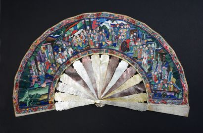 null Mother-of-pearl reflections, China, mid-19th century Folded fan, the double...