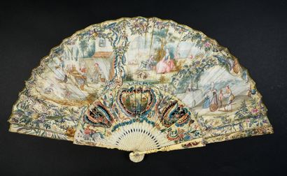 null The little pilferer, circa 1750
Folded fan, the leaf made of skin, lined with...