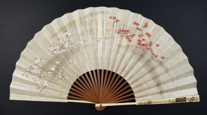 null The wild geese, Japan, circa 1890
Folded fan, the double sheet of paper painted...