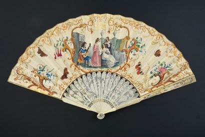null Toilet with music, circa 1830-1840
Folded fan, the skin sheet painted with gouache...