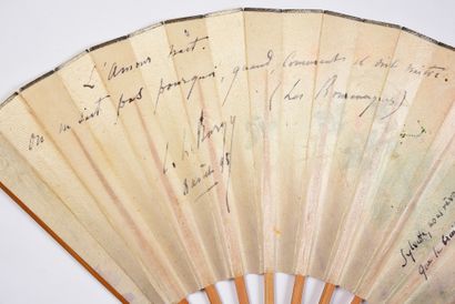 null Dédicace d'Edmond Rostand, vers 1895
Éventail plié, autographe, la feuille double...