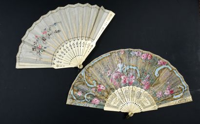 Dreamer with flowers, circa 1900
Folded fan,...