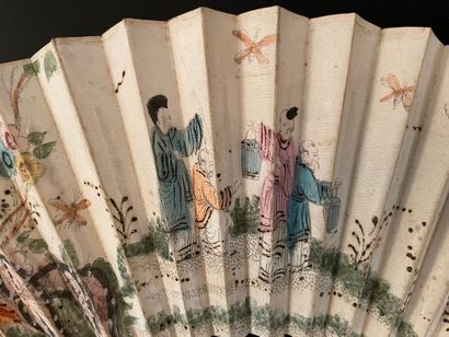 null Journey to China, circa 1760-1780
Folded fan, the double sheet of paper engraved...