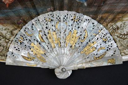 null Concerto galant, 18th century Folded fan, the double skin sheet mounted in English...