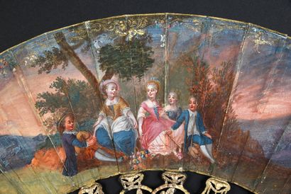 null Le joueur de musette, vers 1760-1770
Éventail plié, la feuille en peau peinte...
