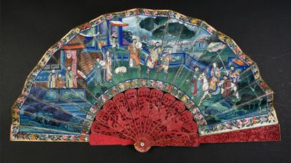 Red, China, ca. 1850
Folded fan, the double...