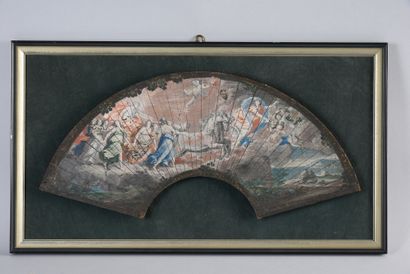 null The Chariot of Dawn, circa 1690
Folded and dismantled fan leaf, pasted on wood,...