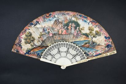 null Pastoral, China, circa 1740-1750
Rare and large folded fan, the double sheet...
