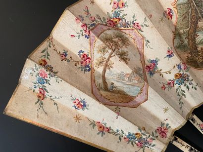 null Landscape with a carriage, circa 1770-1780
Folded fan, the leaf in skin, mounted...