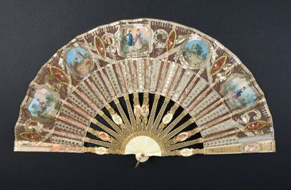 null Travel to the 18th century, circa 1920
Folded fan, the sheet of tulle and silk...