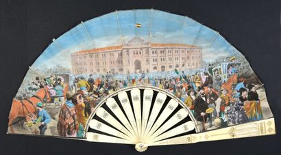 null The bullring of Madrid, circa 1880
Folded fan, the double sheet of paper printed...