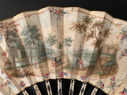 null Landscape with a carriage, circa 1770-1780
Folded fan, the leaf in skin, mounted...
