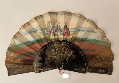 null Papier mâché, circa 1860-1870
Folded fan, the double sheet of lithographed paper...