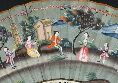 null Like a farandole, China, circa 1750
Rare and large folded fan, the double sheet...