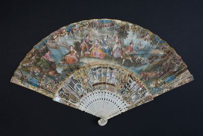 null Mother-of-pearl cartels, circa 1750-1760
Folded fan, the double sheet painted...