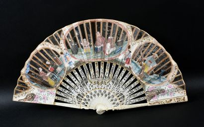 null Transparency of mica, Voyage au Pays du Levant, circa 1760
Rare folded fan,...