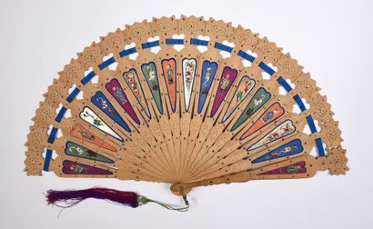 null Sandalwood, China, 19th century Sandalwood broken fan decorated on both sides...