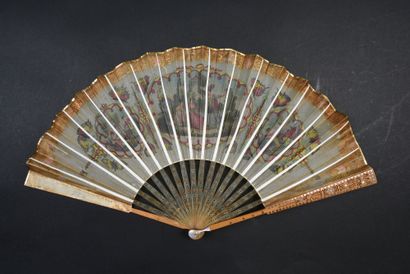 null Voyages lointains, circa 1830
Rare fan, the sheet in translucent "crystal" paper,...