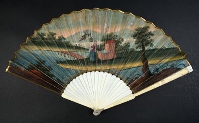null Flora and the gardening loves, circa 1700
Folded fan, the sheet in painted paper,...
