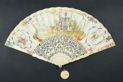 null Here is a bouquet, circa 1740-1750
Folded fan, the leaf in skin, mounted in...