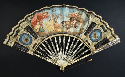 null The Triumph of the Dawn, circa 1780
Folded fan, known as the "Grand Tour", the...