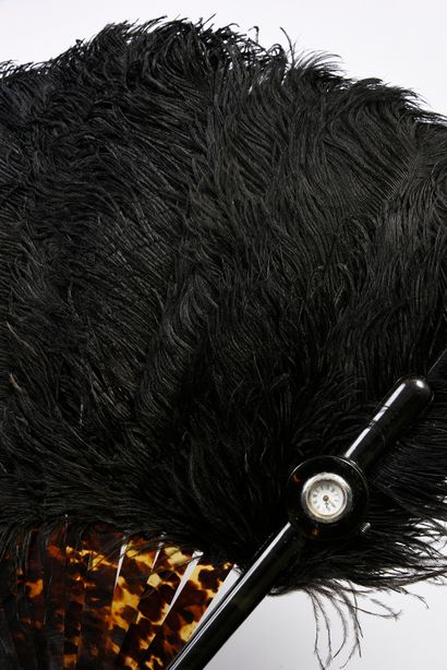 null Watch fan, circa 1890
Jewel fan, made of black ostrich feathers.
Brown tortoiseshell...