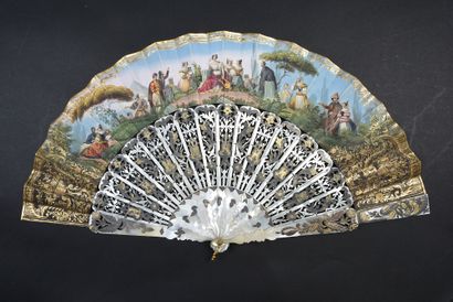 null The arts in Italy, circa 1850
Folded fan, the double sheet in lithographed paper...