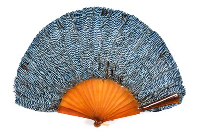null Jay feathers, circa 1890-1900
Fan in marquetry of jay feathers.
Blonde tortoiseshell...
