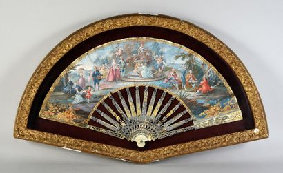 null The Happiness of Marriage, ca. 1780
Folded fan, the leaf painted with gouache...