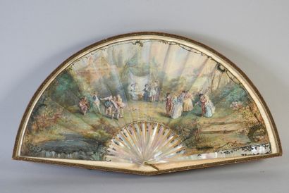 null The village accordion, circa 1900-1920
Folded fan, the painted skin sheet after...
