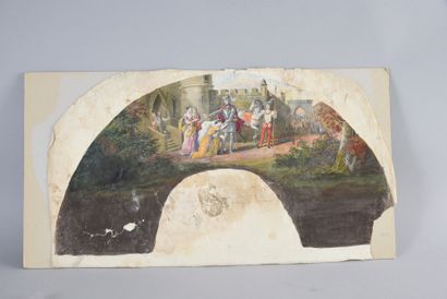 null Bayard magnanime, vers 1840-1850
Feuille d'éventail, non coupée, en papier peint...