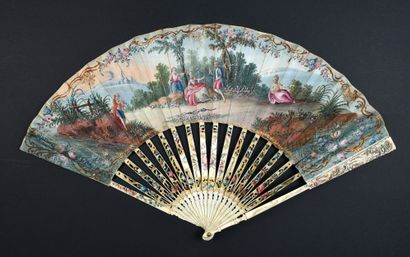 null Encounter in the countryside, circa 1770-1780
Folded fan, the leaf in skin,...