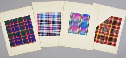 null Set of models of fabrics for fashion, 1950-1970 approx., gouache and ink on...