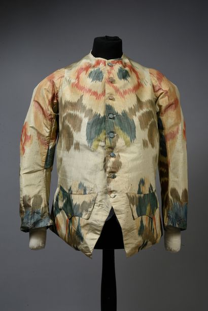  Rare veste d'intérieur d'homme, milieu du XVIIIe siècle, veste a basques en taffetas...