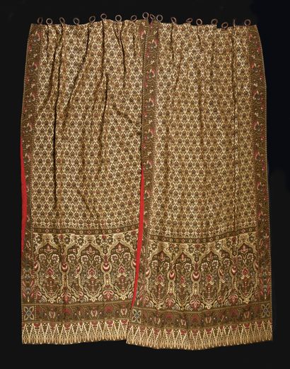 Two pairs of curtains, circa 1880-1900, thick...