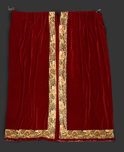 null Two pairs of curtains, circa 1880, crimson mohair velvet curtains edged on two...