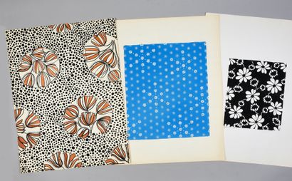 null Set of fashion fabric models, 1950-1970 approx., gouache and ink on paper; beautiful...
