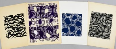  Set of models of fabrics for fashion, 1950-1970 approximately, gouache on paper;...
